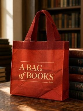 Barnes & Noble Red Canvas Tote with Gold Lettering